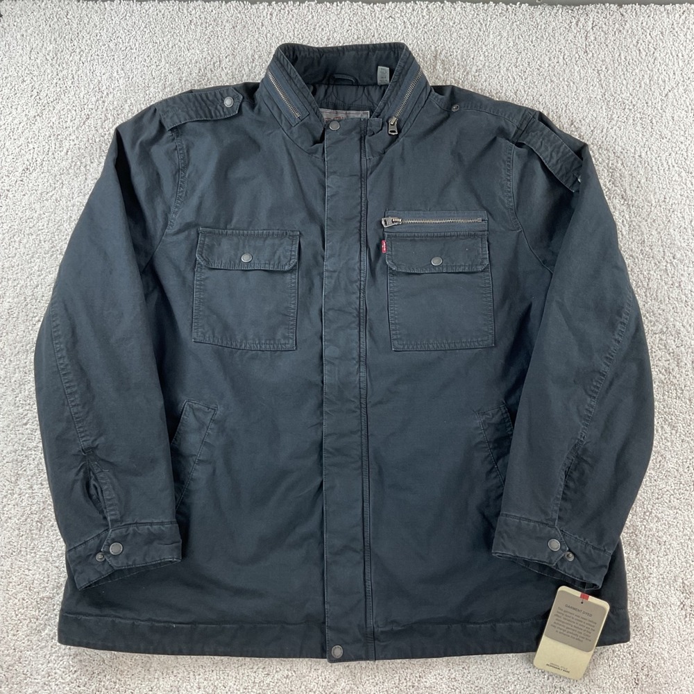Levis Mens 3XL Washed Cotton Military Garment Dyed Quilted Utility Jacket